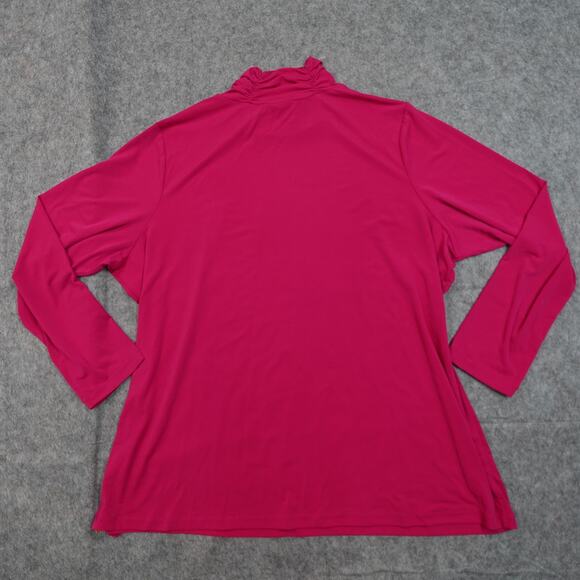Susan Graver Top Womens 2X Liquid Knit Tunic Stretch Mock Neck Ruched Pink - Picture 5 of 9